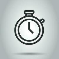 Uhr Timer Symbol im eben Stil. Zeit Alarm Illustration auf Weiß Hintergrund. Stoppuhr Uhr Geschäft Konzept. vektor