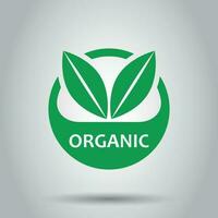 organisk märka bricka vektor ikon i platt stil. eco bio produkt stämpel illustration på vit bakgrund. eco naturlig mat begrepp.