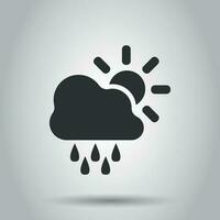 väder prognos ikon i platt stil. Sol med moln illustration på vit bakgrund. prognos tecken begrepp. vektor