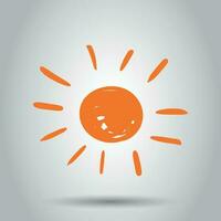 hand dragen Sol vektor ikon. Sol skiss klotter illustration. ritad för hand solsken begrepp.
