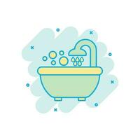 Bad-Dusche-Symbol im Comic-Stil. Bad Hygiene Vektor Cartoon Illustration Piktogramm. Bath Spa Geschäftskonzept Splash-Effekt.