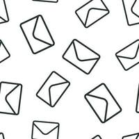 post kuvert ikon sömlös mönster bakgrund. motta e-post brev skräppost vektor illustration. post kommunikation symbol mönster.