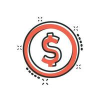 mynt stack ikon i komisk stil. dollar mynt vektor tecknad serie illustration piktogram. pengar staplade företag begrepp stänk effekt.