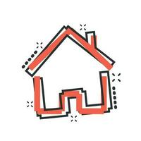 Hausbau-Ikone im Comic-Stil. hause wohnung vektor cartoon illustration piktogramm. Haus Wohnung Geschäftskonzept Splash-Effekt.