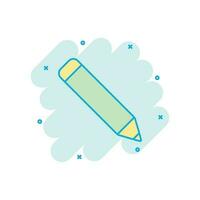 Bleistift mit Radiergummi-Symbol im Comic-Stil. Textmarker Vektor Cartoon Illustration Piktogramm. Bleistift Geschäftskonzept Splash-Effekt.