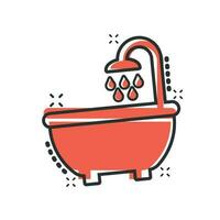 Bad-Dusche-Symbol im Comic-Stil. Bad Hygiene Vektor Cartoon Illustration Piktogramm. Bath Spa Geschäftskonzept Splash-Effekt.