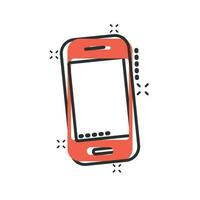 Smartphone-Symbol im Comic-Stil. Telefonhörer Vektor Cartoon Illustration Piktogramm. Smartphone-Geschäftskonzept-Splash-Effekt.