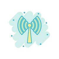 WLAN-Internet-Symbol im Comic-Stil. Wi-Fi-Wireless-Technologie-Vektor-Cartoon-Illustration-Piktogramm. Netzwerk-Wifi-Geschäftskonzept-Splash-Effekt. vektor