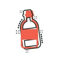 Wasserflaschen-Symbol im Comic-Stil. Kunststoff-Sodaflasche Vektor Cartoon Illustration Piktogramm. flüssiges Wasser Geschäftskonzept Splash-Effekt.