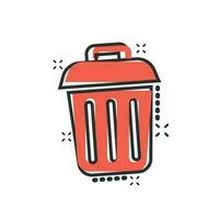 Papierkorb-Müll-Symbol im Comic-Stil. Mülleimer Vektor Cartoon Illustration Piktogramm. Müllkorb Geschäftskonzept Splash-Effekt.