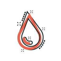Wassertropfen-Symbol im Comic-Stil. Regentropfen Vektor Cartoon Illustration Piktogramm. Tröpfchen Wasser Blob Geschäftskonzept Splash-Effekt.