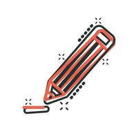 Bleistift mit Radiergummi-Symbol im Comic-Stil. Textmarker Vektor Cartoon Illustration Piktogramm. Bleistift Geschäftskonzept Splash-Effekt.