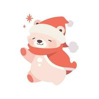 süß Weihnachten Bär im eben Stil isoliert auf Hintergrund vektor