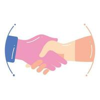 Handschlag Freundschaft im eben Stil isoliert auf Hintergrund vektor