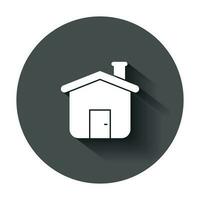hus byggnad ikon i platt stil. Hem lägenhet vektor illustration med lång skugga. hus bostad företag begrepp.