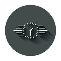 klocka nedräkning ikon i platt stil. tid kronometer vektor illustration med lång skugga. klocka företag begrepp.