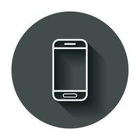 smartphone ikon i platt stil. telefon telefonlur vektor illustration med lång skugga. smartphone företag begrepp.