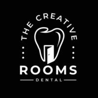 Tür mit Dental zum kreativ Inspiration Zimmer Jahrgang retro Logo Design auf schwarz Hintergrund vektor