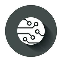 Schaltkreis Tafel Symbol im eben Stil. Technologie Mikrochip Vektor Illustration mit lange Schatten. Prozessor Hauptplatine Geschäft Konzept.