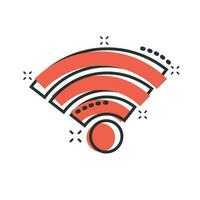 wiFi internet ikon i komisk stil. Wi-Fi trådlös teknologi vektor tecknad serie illustration piktogram. nätverk wiFi företag begrepp stänk effekt.