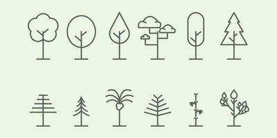 einstellen natürlich Baum minimalistisch Design Linie Kunst Logo Symbol im Wald vektor