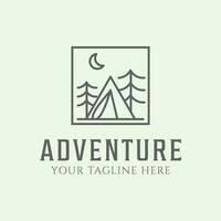 Lager Abenteuer Logo Natur Reise minimalistisch Linie Kunst Design vektor