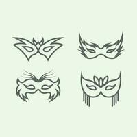 uppsättning karneval mask linje konst logotyp vektor illustration design minimalistisk i de fest