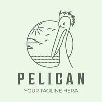 Logo Pelikan Vogel Linie Design Kunst Vorlage Illustration minimalistisch vektor