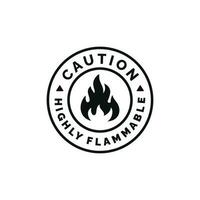 höchst brennbar Vorsicht Warnung Symbol Design Vektor