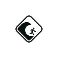 Tsunami Gefahr Vorsicht Warnung Symbol Design Vektor