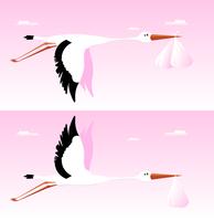 Stork levererar baby - det är en tjej vektor