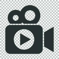 Video Kamera Symbol im eben Stil. Film abspielen Vektor Illustration auf isoliert Hintergrund. Video Streaming Geschäft Konzept.
