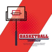 Basketballmeisterschaft, Emblem, Design von Basketball und Korbkorb vektor