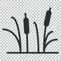 Schilf Gras Symbol im eben Stil. Rohrkolben Sumpf Vektor Illustration auf isoliert Hintergrund. Schilf Blatt Geschäft Konzept.