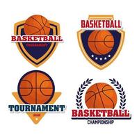 Set-Embleme, Liga-Basketball-Meisterschaft, Designs mit Basketball-Ball vektor