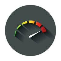 meter instrumentbräda ikon i platt stil. kreditera Göra indikator nivå vektor illustration med lång skugga. mätare med mäta skala företag begrepp.
