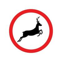 Vektor Warnung Straße Zeichen mit Hirsch im rot Kreis
