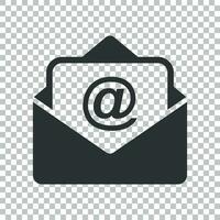Mail Briefumschlag Symbol im eben Stil. Email Botschaft Vektor Illustration auf isoliert Hintergrund. Briefkasten Email Geschäft Konzept.