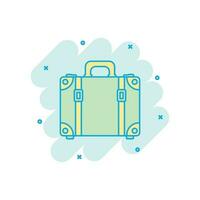 Karikatur farbig Koffer Symbol im Comic Stil. Fall zum Tourismus, Reise Illustration Piktogramm. Reise Tasche Zeichen Spritzen Geschäft Konzept. vektor