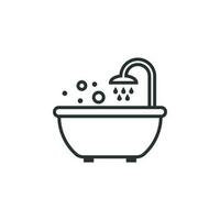Bad Dusche Symbol im eben Stil. Badezimmer Hygiene Vektor Illustration auf Weiß isoliert Hintergrund. Bad Spa Geschäft Konzept.