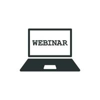 online Ausbildung Prozess Symbol im eben Stil. Webinar Seminar Vektor Illustration auf Weiß isoliert Hintergrund. E-Learning Geschäft Konzept.