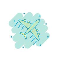 Karikatur farbig Flugzeug Symbol im Comic Stil. Flugzeug Illustration Piktogramm. Flugzeug Spritzen Geschäft Konzept. vektor