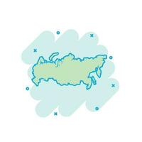 Cartoon farbiges Russland-Kartensymbol im Comic-Stil. Zeichenillustrationspiktogramm der russischen Föderation. Land Geographie splash Geschäftskonzept. vektor
