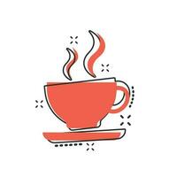Vektor-Cartoon-Kaffeetasse-Symbol im Comic-Stil. Teebecher Zeichen Abbildung Piktogramm. kaffee business splash effekt konzept. vektor