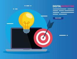digitales Online-Marketing für Business- und Social-Media-Marketing, Laptop- und Marketing-Icons vektor