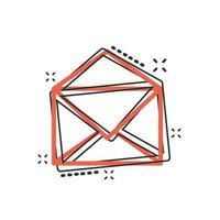 Vektor Karikatur Mail Briefumschlag Symbol im Comic Stil. Email Zeichen Illustration Piktogramm. Email Geschäft Spritzen bewirken Konzept.