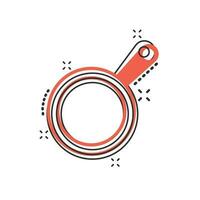 Vektor-Cartoon-Pfanne-Symbol im Comic-Stil. Kochpfanne Konzept Illustration Piktogramm. Pfanne Küchengeräte Business Splash-Effekt-Konzept. vektor