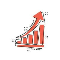 vektor tecknad serie tillväxt Diagram ikon i komisk stil. växa diagram tecken illustration piktogram. öka pil företag stänk effekt begrepp.