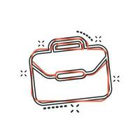 Vektor-Cartoon-Koffer-Symbol im Comic-Stil. Gepäcktasche Zeichen Abbildung Piktogramm. diplomat case business splash effekt konzept. vektor