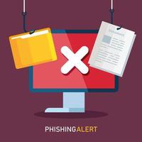 Daten-Phishing-Hacking-Online-Betrugskonzept mit Computer- und Symbolhaken vektor